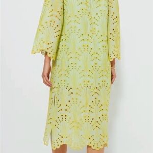 New Tuckernuck 100% Cotton Mint & Mimosa Eyelet Midi Dress JAMIE Size Large NNT